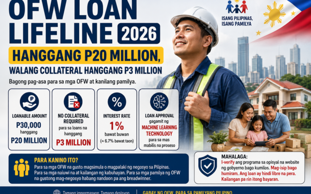 OFW Loan Lifeline 2026: Hanggang P20 Million, Walang Collateral Hanggang P3 Million